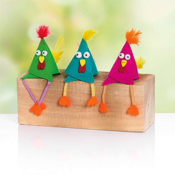 Bunte Filzhühner basteln