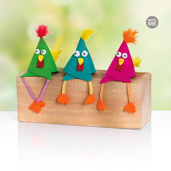 Bunte Filzhühner basteln Bunte Filzhühner basteln