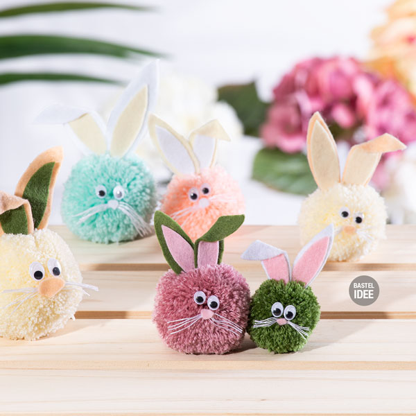 Pompon-Häschen basteln