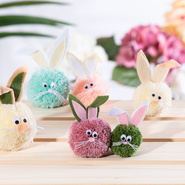 Pompon-Häschen basteln