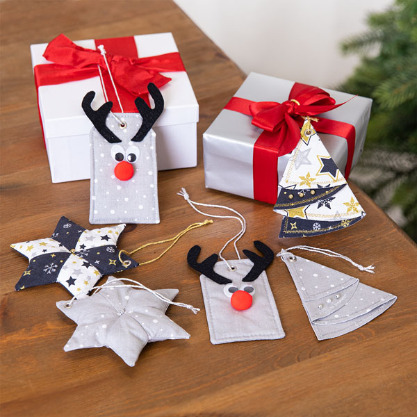 Weihnachtliche Geschenkanhänger nähen