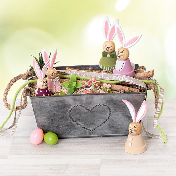 Häschen aus Tontöpfen basteln