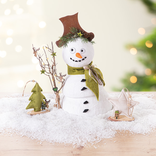 Schneemann aus Gips basteln