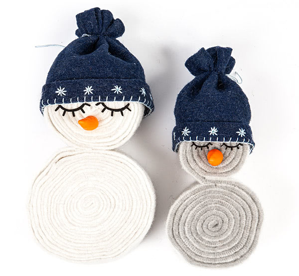 Schneemänner aus Filzbändern basteln - Schritt 10 Schneemänner aus Filzbändern basteln - Schritt 10