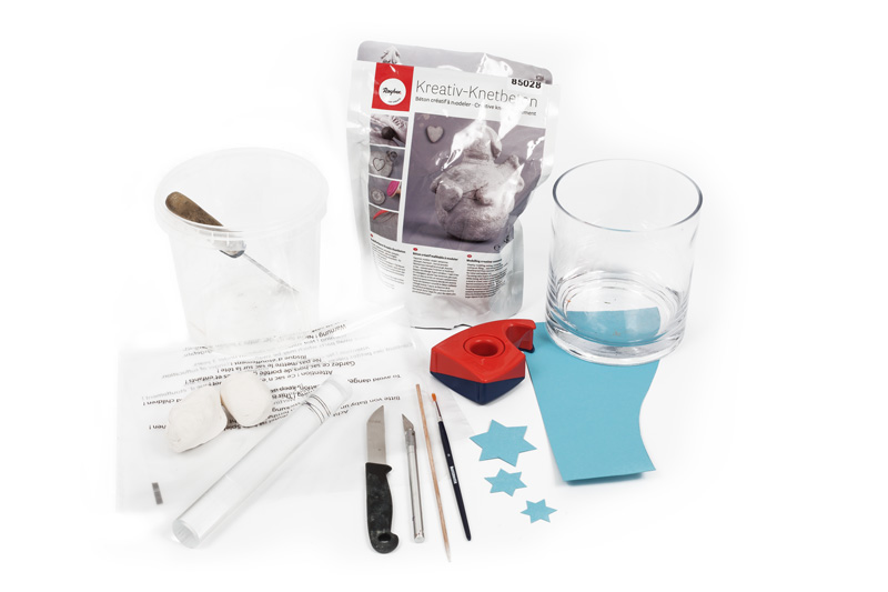 Windlicht aus Knetbeton - Arbeitsmaterial