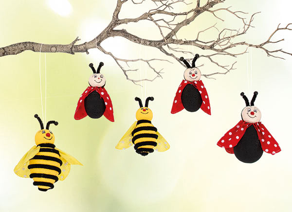Bienen und Marienkäfer basteln
