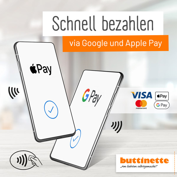 Noch einfacher bezahlen: mit Google und Apple Pay Noch einfacher bezahlen: mit Google und Apple Pay
