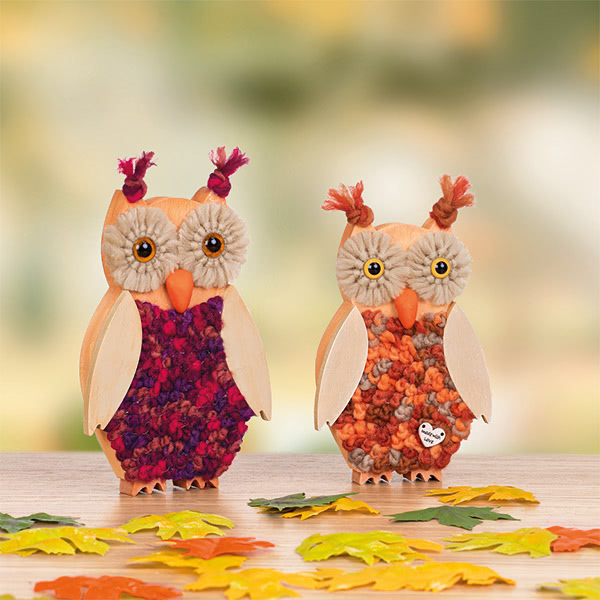Eulen aus Holz basteln