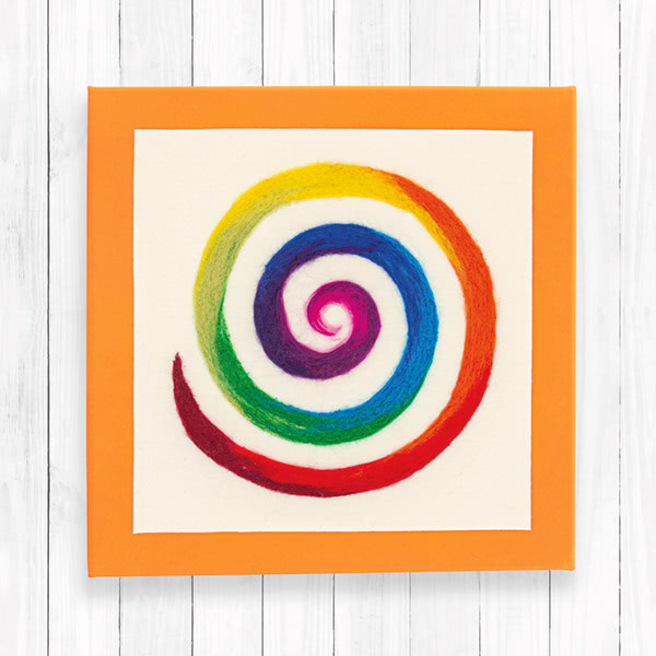 Regenbogenspirale auf Keilrahmen basteln