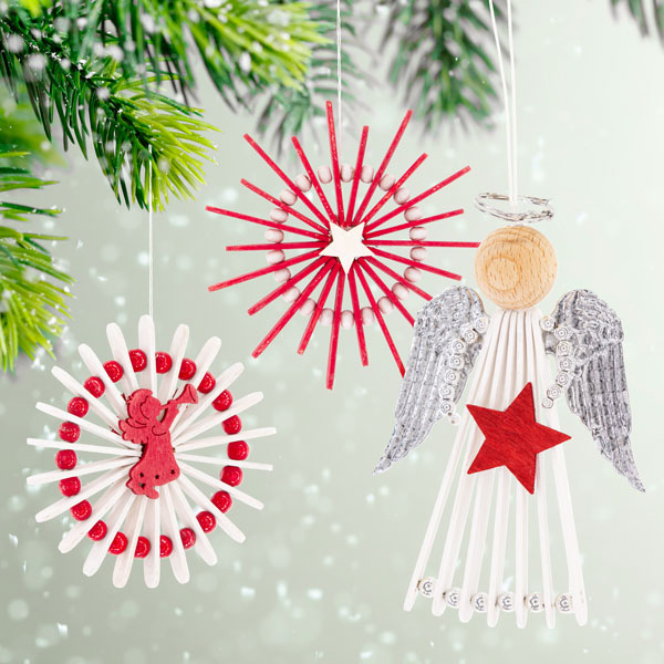 Engel & Sterne aus Holzstäbchen basteln