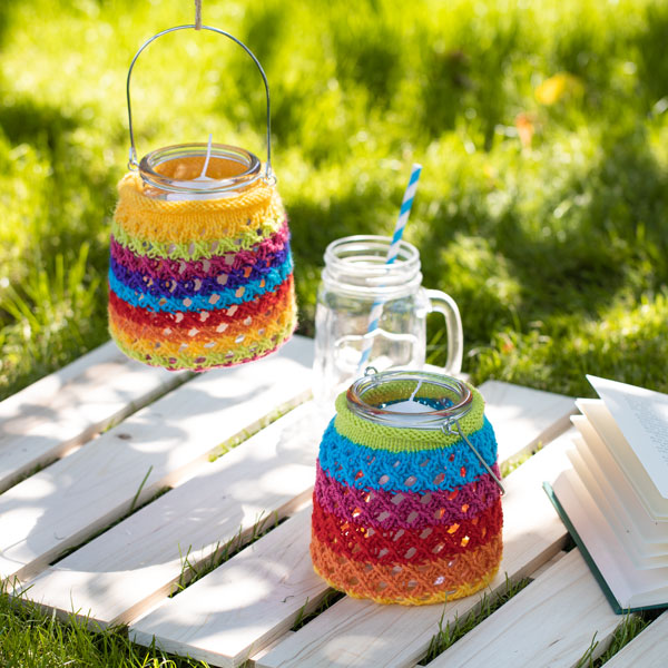 Sommerliche Windlichter stricken