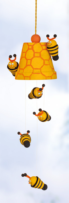 Tontopf-Mobile Bienen Schritt 7